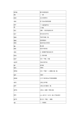 化工产品英文缩写与中文名称对照表x